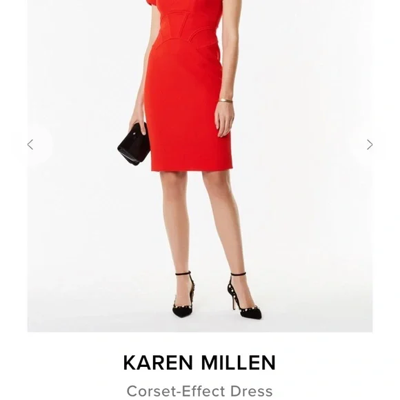 Karen Millen Red Corset Effect Dress - Picture 4 of 9